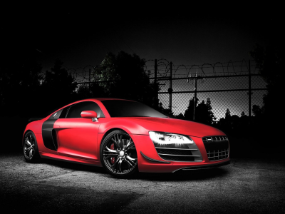 колеса, night, красный, red, ночь, спортивный автомобиль, Audi R8, черный, sports car, wheels, Audi R8 GT, black