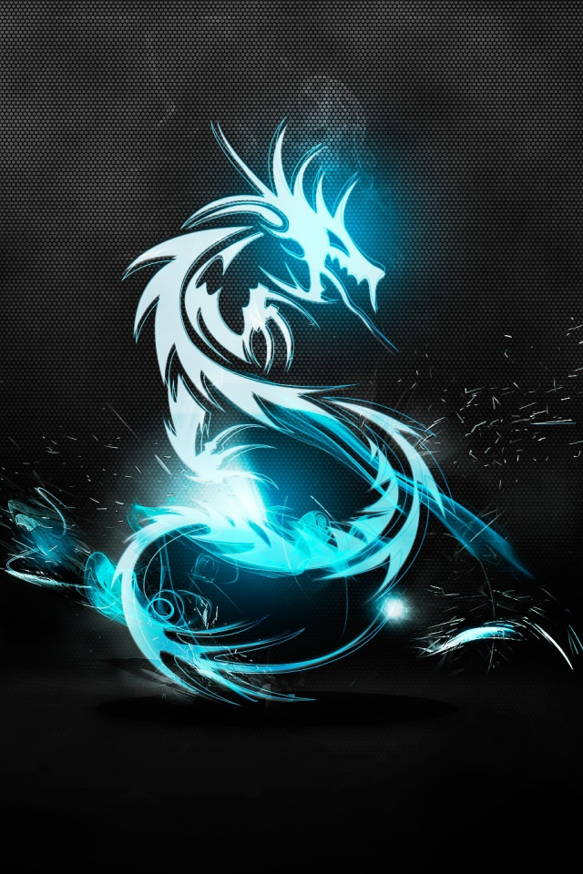 абстрактного, logos, логотипы, синий, black background, Blue Dragon, abstract, AMD, blue, черный фон