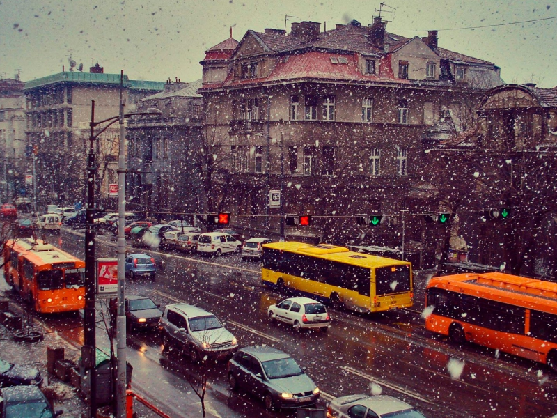 Зимой, Сербия, Kneza Milosa улице, Белград, winter, Belgrade, Serbia, Kneza Milosa street