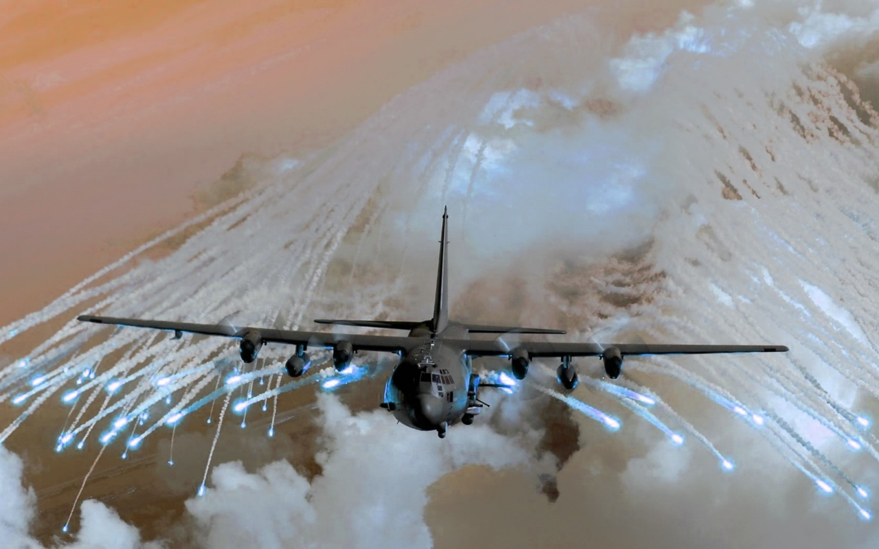 C-130 Hercules, aircraft, flares, самолет С-130 Hercules, вспышек