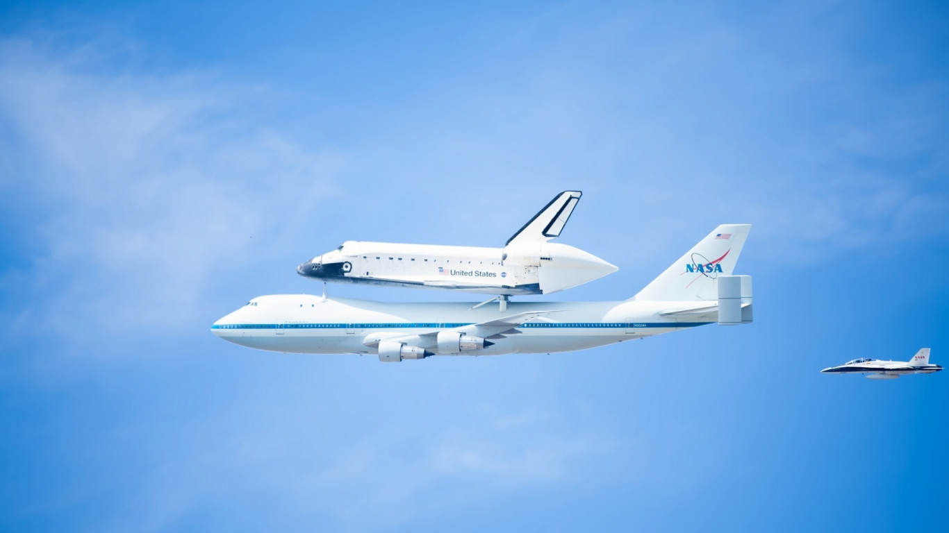 самолета, NASA, aviation, Space Shuttle, космического корабля, Boeing 747, aircraft, НАСА, авиация