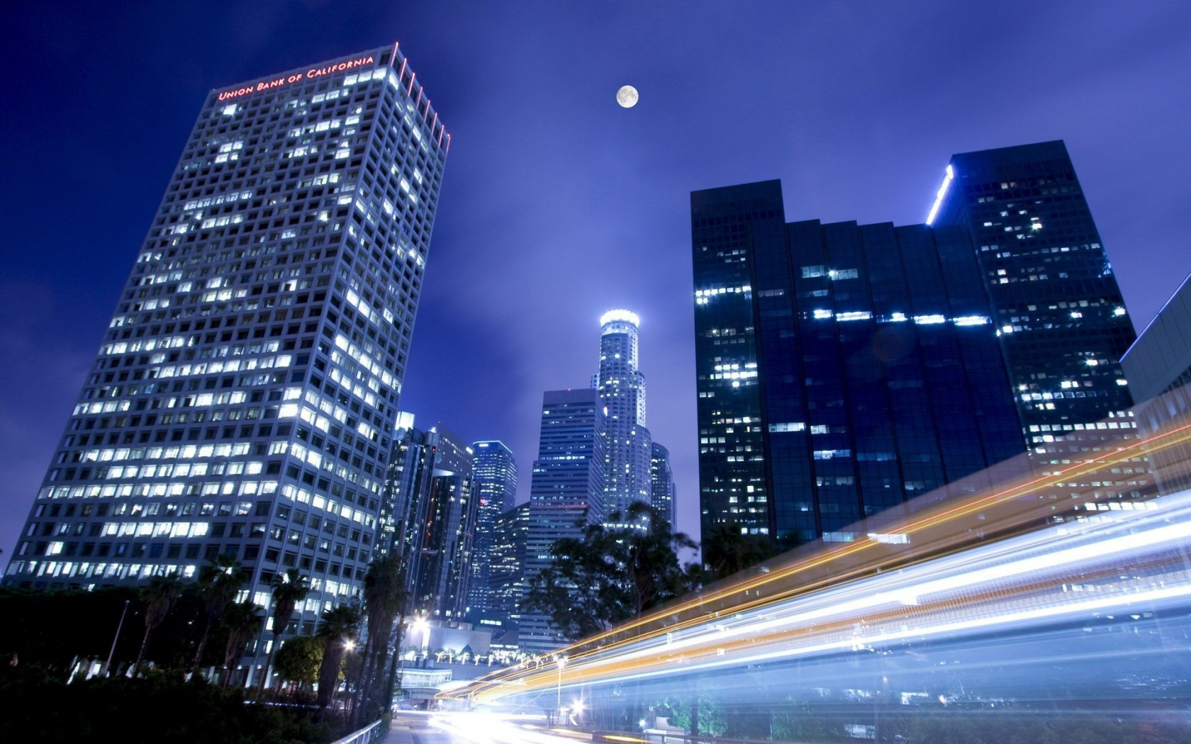 зданий, длительное воздействие, города, long exposure, Moon, high exposure, cities, Ночь, cars, Луна, высокую подверженность, buildings, автомобили, night