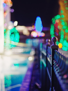 боке, многоцветная, деревья, depth of field, lights, украшения, Рождество, bokeh, multicolor, decorations, trees, fences, Christmas, заборы, глубина резкости, фонари