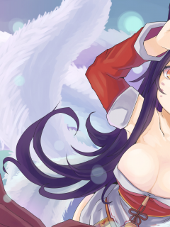 video games, anime girls, tails, League of Legends, animal ears, Ahri, , cleavage