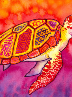 patterns, акварель, paintings, turtles, узоры, абстрактное, sea turtles, черепахи, watercolor, морские черепахи, многоцветная, abstract, multicolor, картины