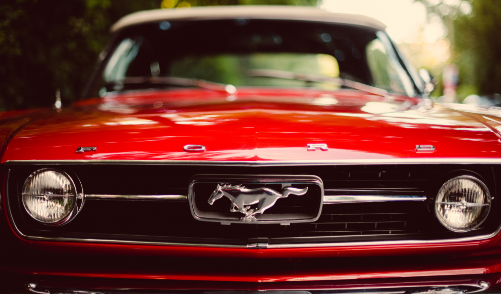 передок, mustang, Ford, мустанг, classic, красный, боке, red, форд
