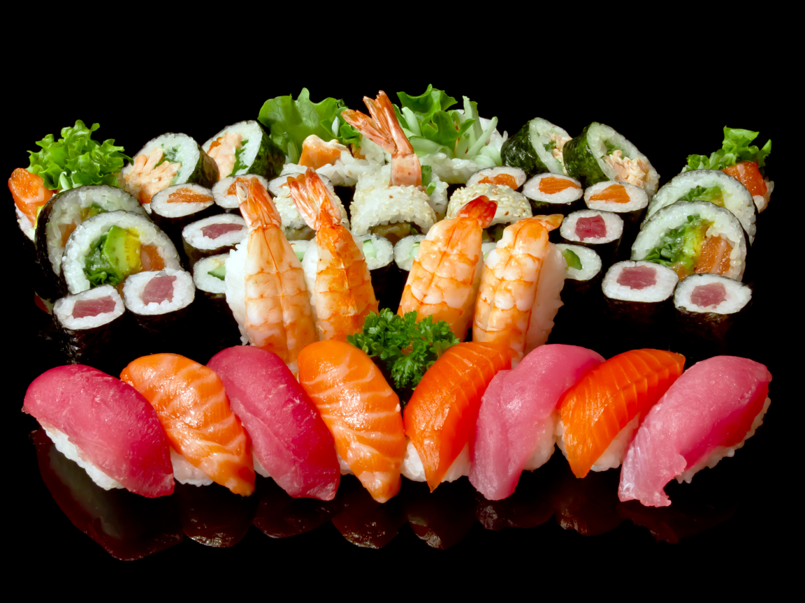морепродукты, Суши, рыба, тунец, лосось, ассорти, роллы