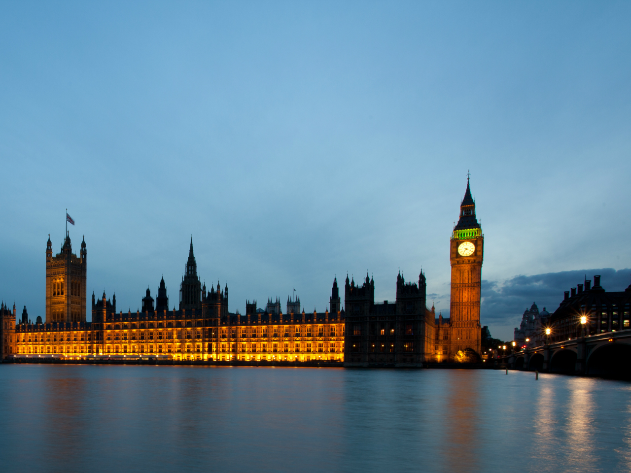 england, night, river, Great britain, bridge, buildings, big ben, city, lanterns, london, lights