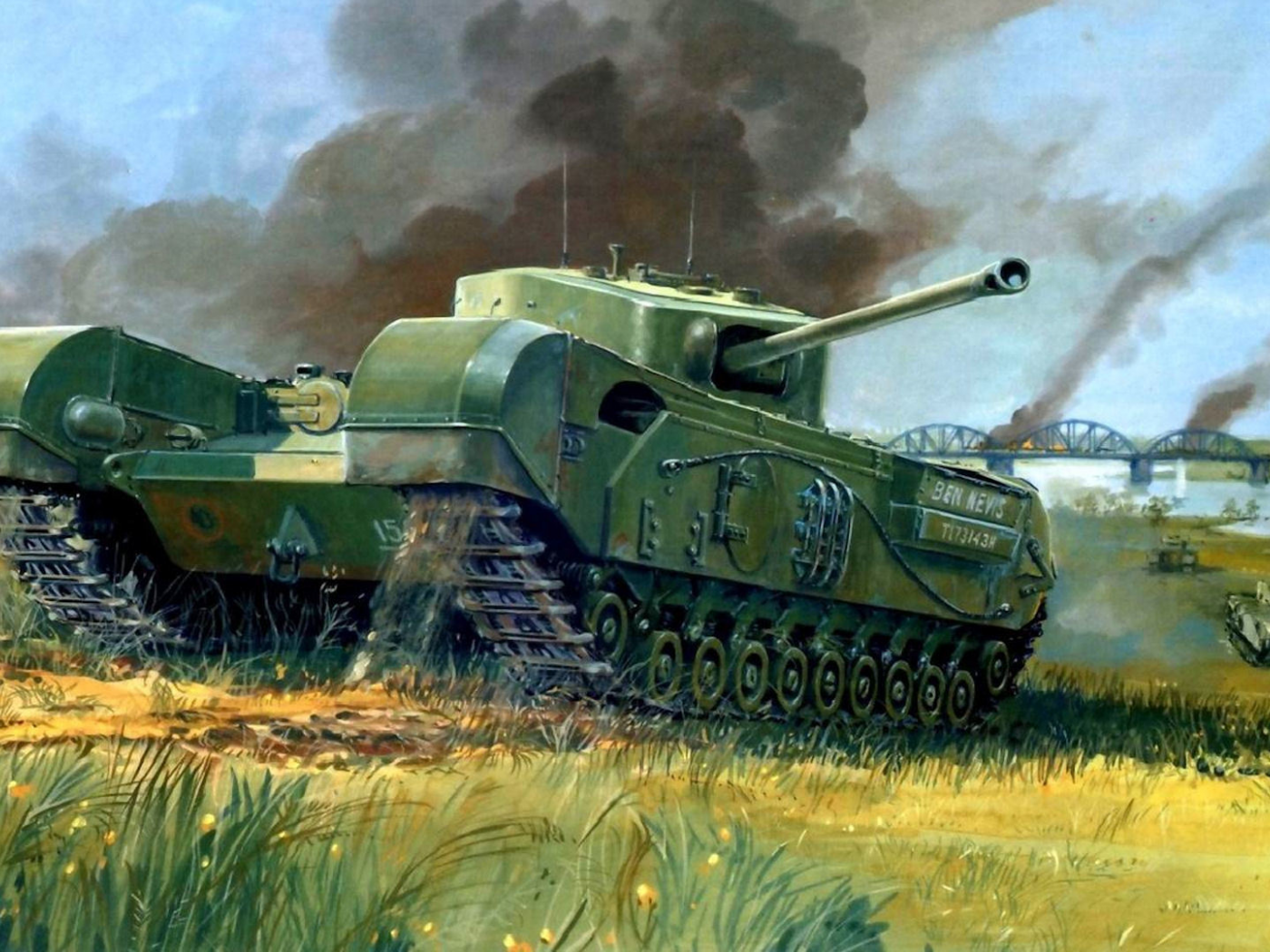 война, пехотный танк, Черчилль, рисунок, mk iv, мост, танк