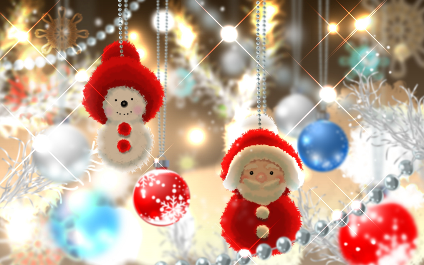снеговик, ёлка, Арт, игрушки, новый год, дед мороз, бусы