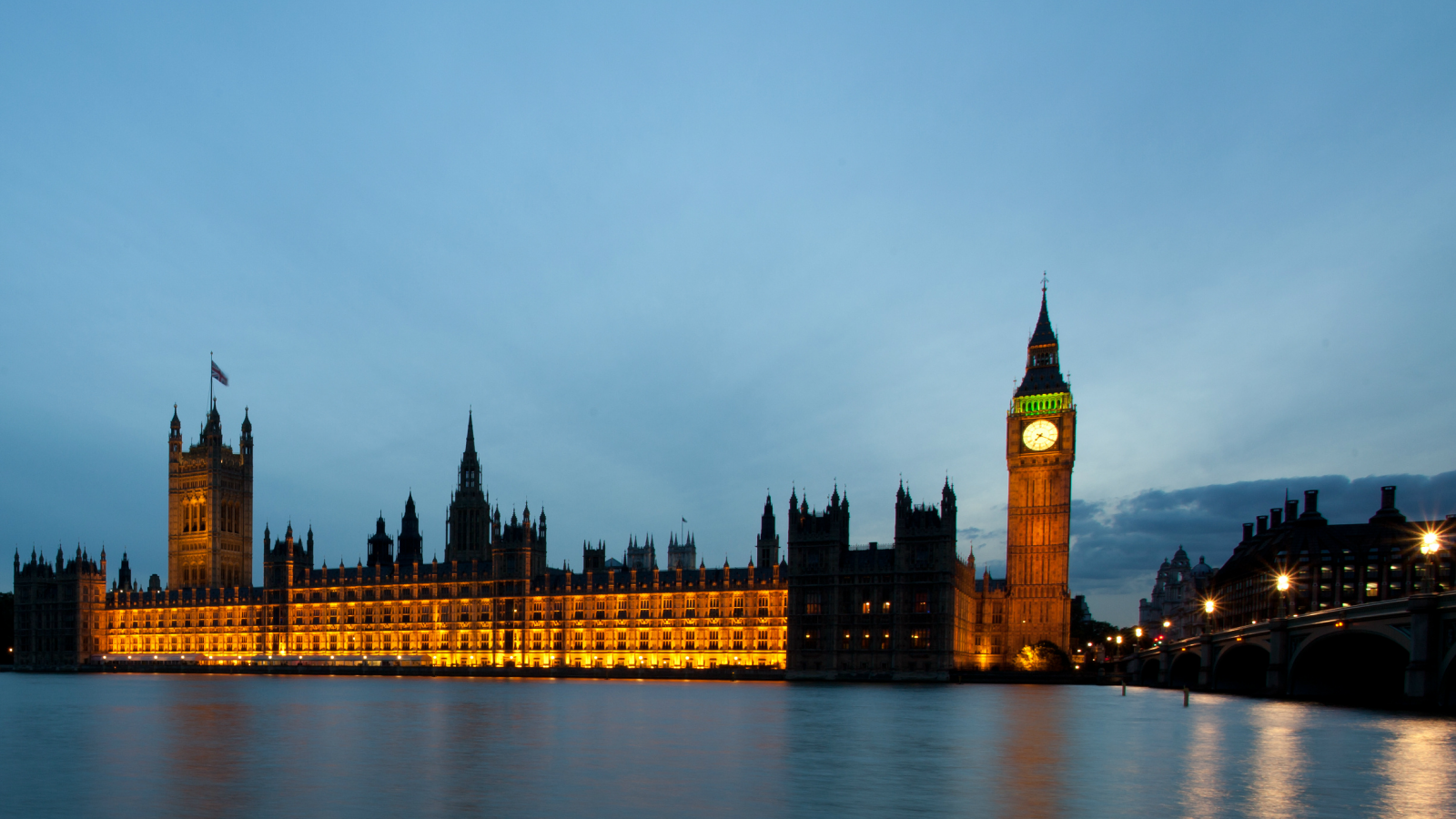 england, night, river, Great britain, bridge, buildings, big ben, city, lanterns, london, lights