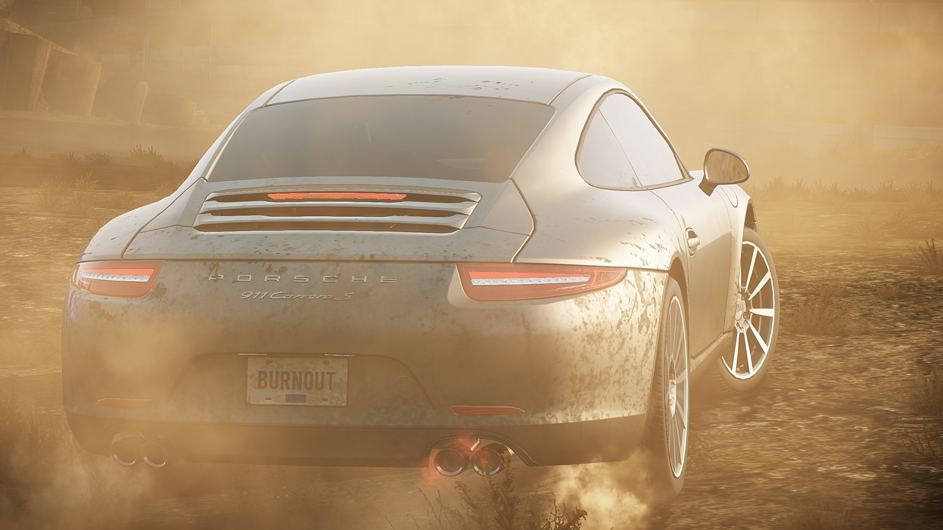 пыль, гонка, porsche 911, дым, Need for speed most wanted 2012