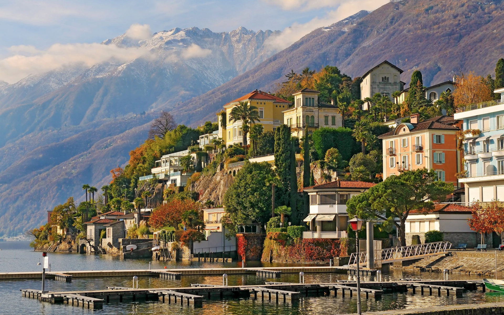 switzerland, ascona, швейцария, горы, здания, Аскона, деревья