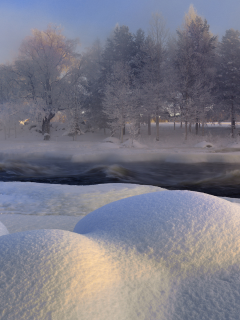 швеция, река, снег, sweden, Voxnan river, деревья, h__lsingland, зима