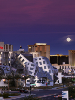 moon, violet, nevada, night, сша, лас-вегас, Usa, las vegas, невада, blue, sky