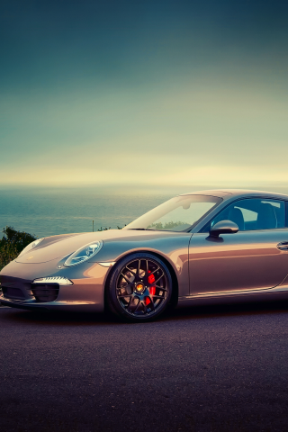 небо, Porsche, s, дорога, море, carrera, 991