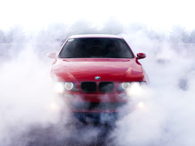 BMW, Дрифт, туман, дым
