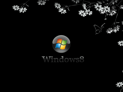 windows 8, фон, цветы, Чёрный