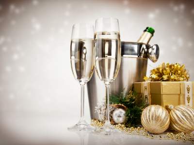 рождество, праздник, Шампанское, новый год, подарок