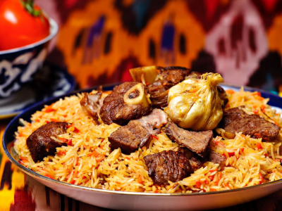 еда, Плов, рис, узбекское блюдо, блюдо, помидор, мясо