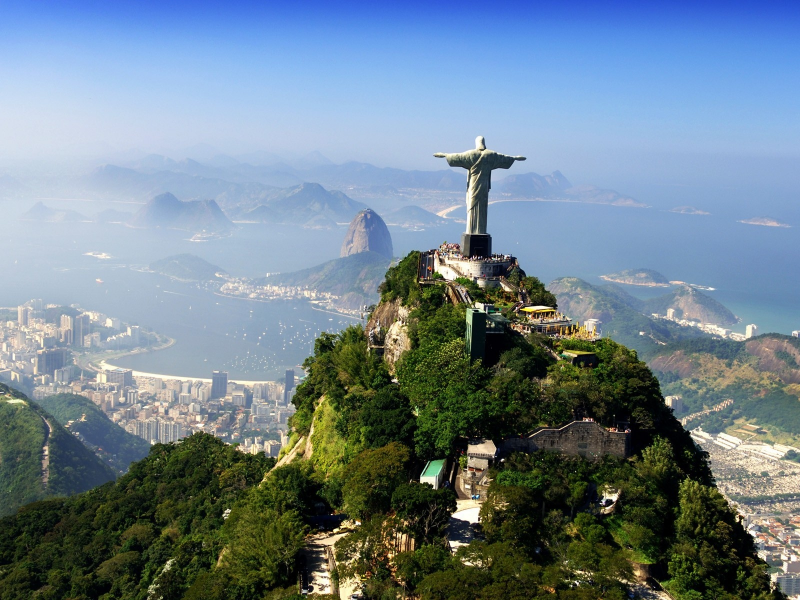 город, Бразилия, спасителя, иисуса христа, статуя