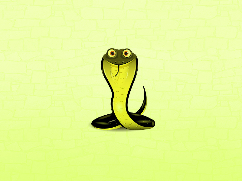 Кобра, зеленый фон, глазастая, минимализм, змея, cobra