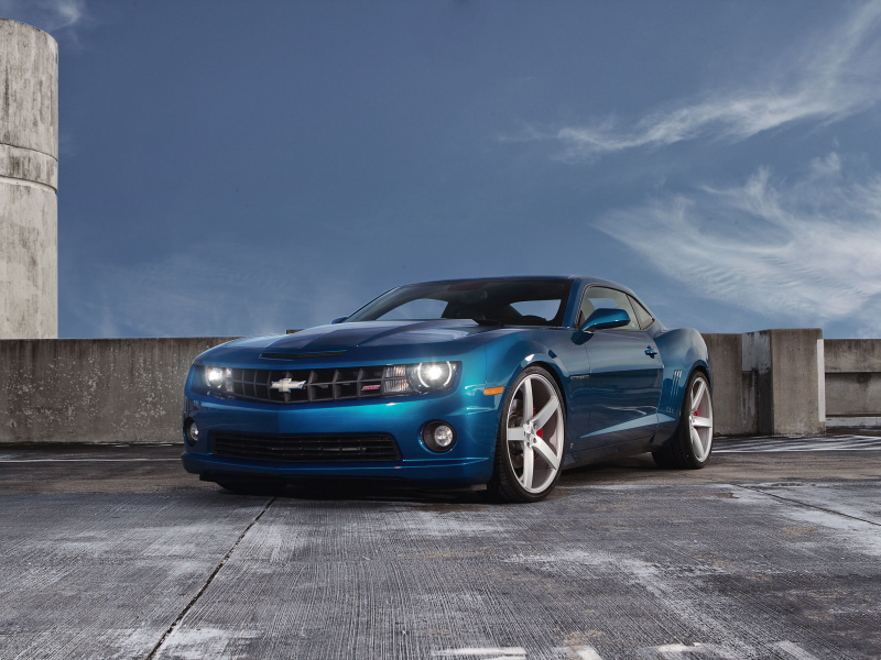 camaro, камаро, ss, blue, небо, шевроле, парковка, Chevrolet, синий