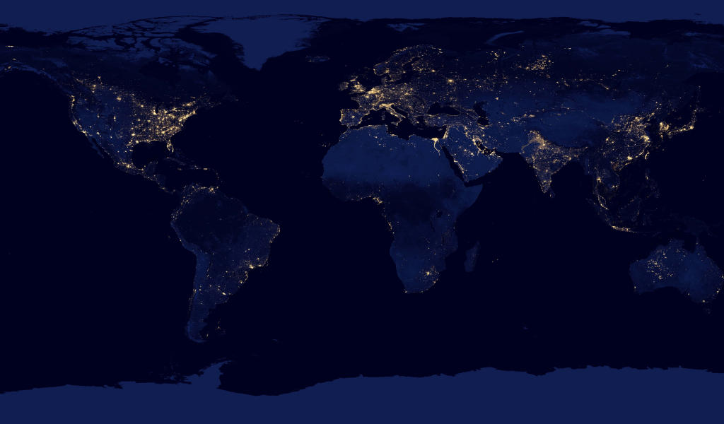 планета, земля, ночь, nasa, континеты, Космос, карта, огни