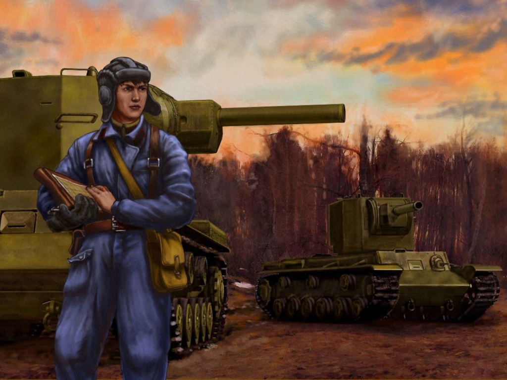 клим ворошилов, ww2, танк, советский, кв-2, тяжелый, Art