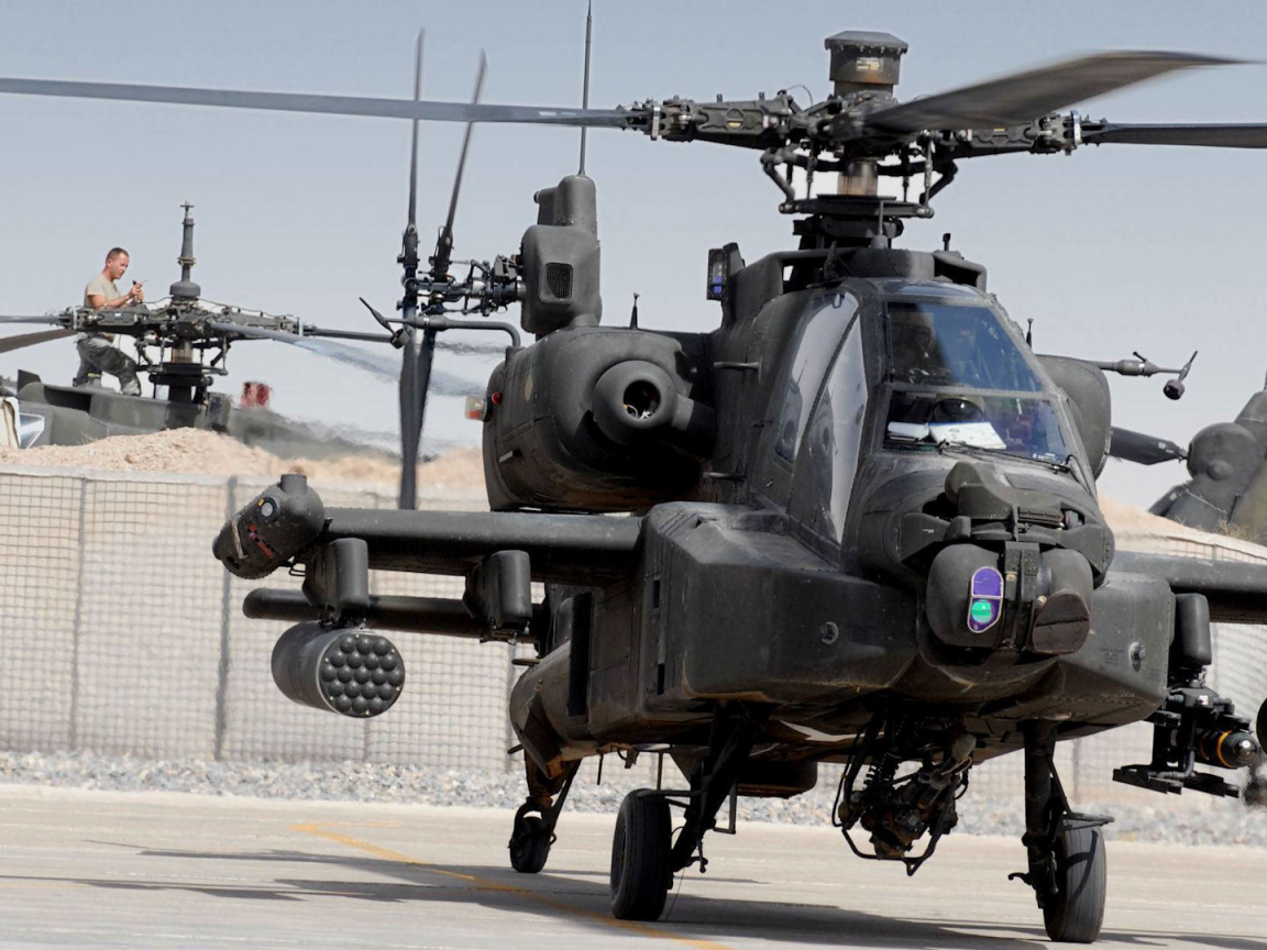 стоянка, Mcdonnell douglas ah-64 apache, боевой вертолёт, ракеты