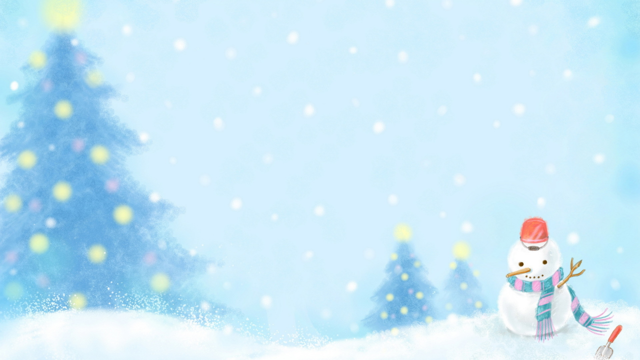 шарф, огни, ведро, снег, ёлки, Снеговик, snowman, зима