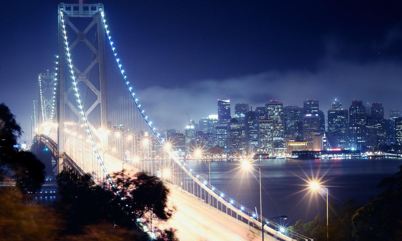 San francisco, калифорния, сан-франциско, night, california, bay bridge