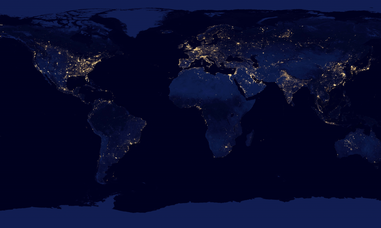 планета, земля, ночь, nasa, континеты, Космос, карта, огни