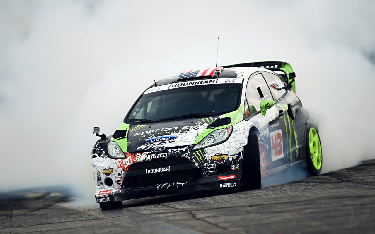 gymkhana, tuning, monster energy, sportcar, smoke, ken block, Ford, fiesta, drift