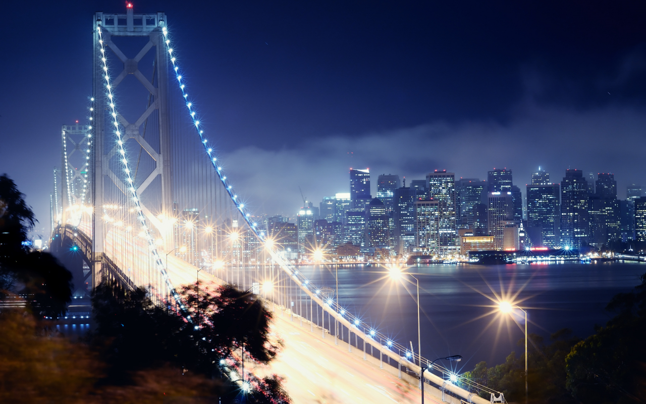 San francisco, калифорния, сан-франциско, night, california, bay bridge