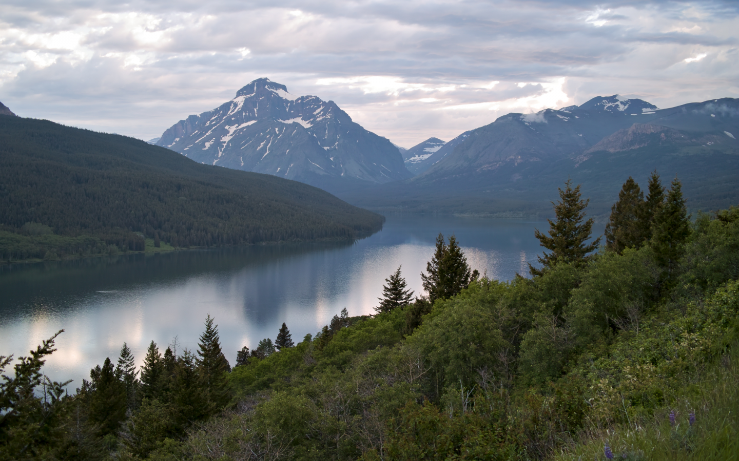 горы, glacier national park, озеро, Two medicine lake