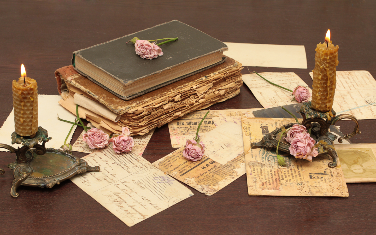 свечи, Vintage, розы, винтаж, цветы, книги, старые