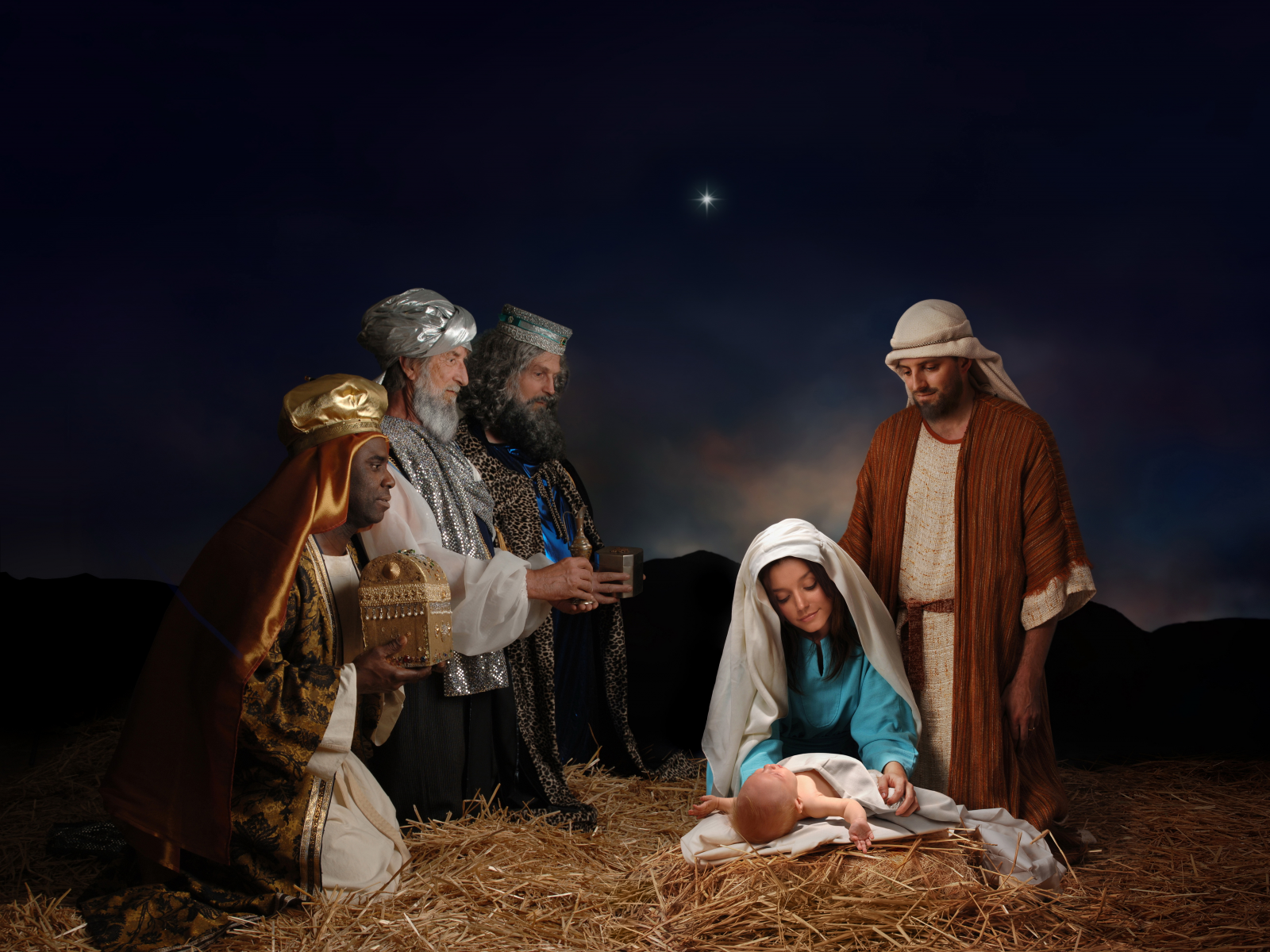 рождение христа, звезда, дары волхвов, Рождество, ночь