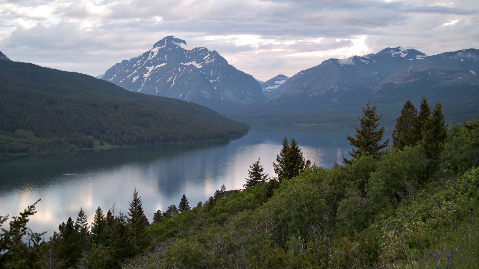 горы, glacier national park, озеро, Two medicine lake
