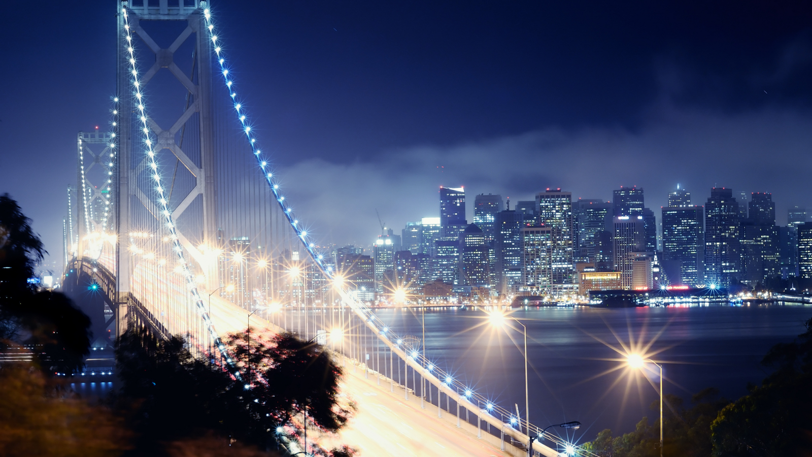 San francisco, калифорния, сан-франциско, night, california, bay bridge