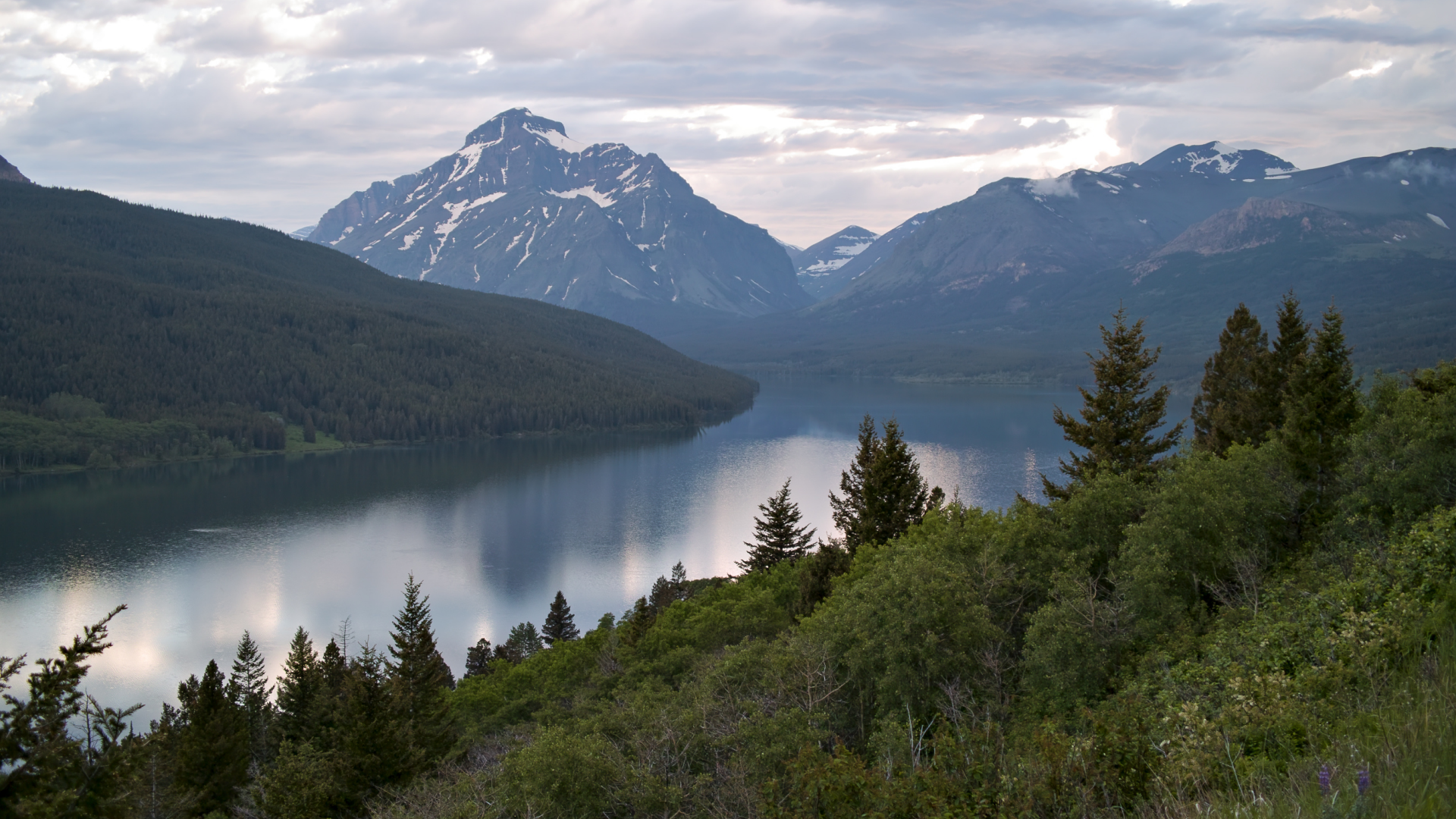 горы, glacier national park, озеро, Two medicine lake