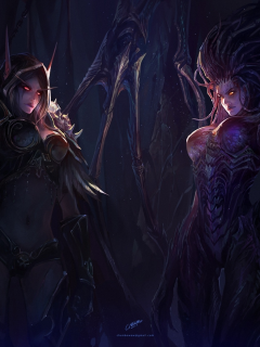 девушки, world of warcraft, starcraft , chenbo, sarah kerrigan, Арт, sylvanas windrunner