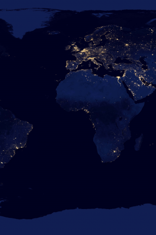 планета, земля, ночь, nasa, континеты, Космос, карта, огни