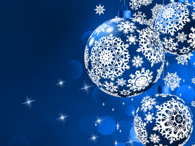 фон, Синие, снежинки, праздник, звезды, шары, новый год