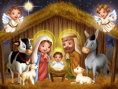 ребенок, рождество христово, Арт, колыбель, ангелы