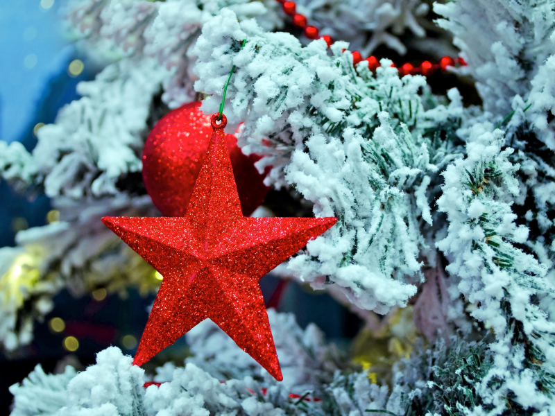 Звезда, красная, елочная, игрушка, елка, новогодняя