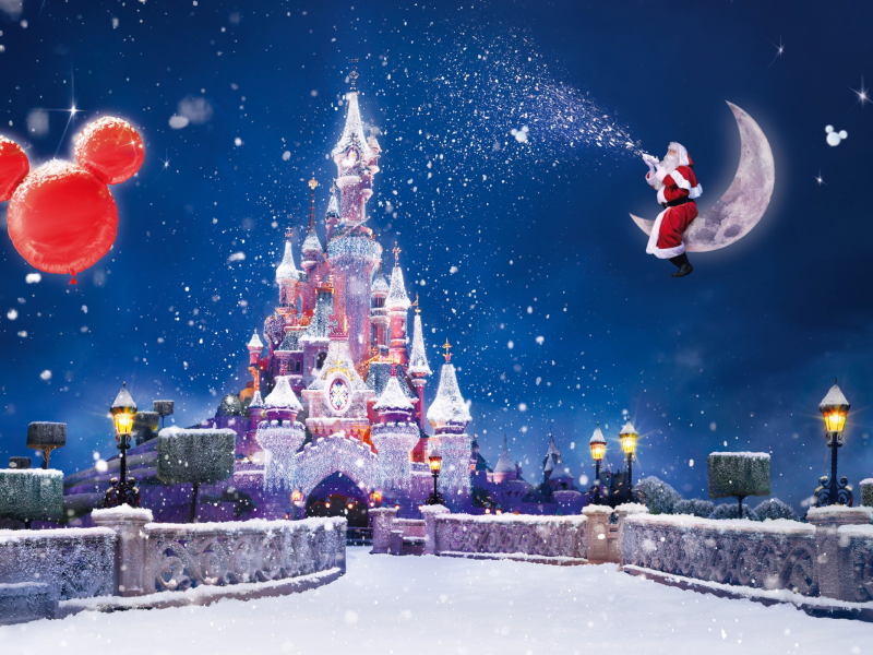 замок, новый год, диснейленд, Disneyland paris, рождество