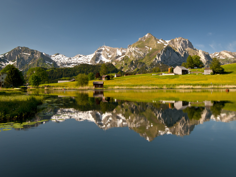 горы, природа, озеро, Switzerland, отражение, швейцария
