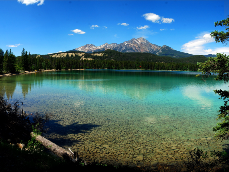 вода, озеро, National park canada, небо, деревья, горы