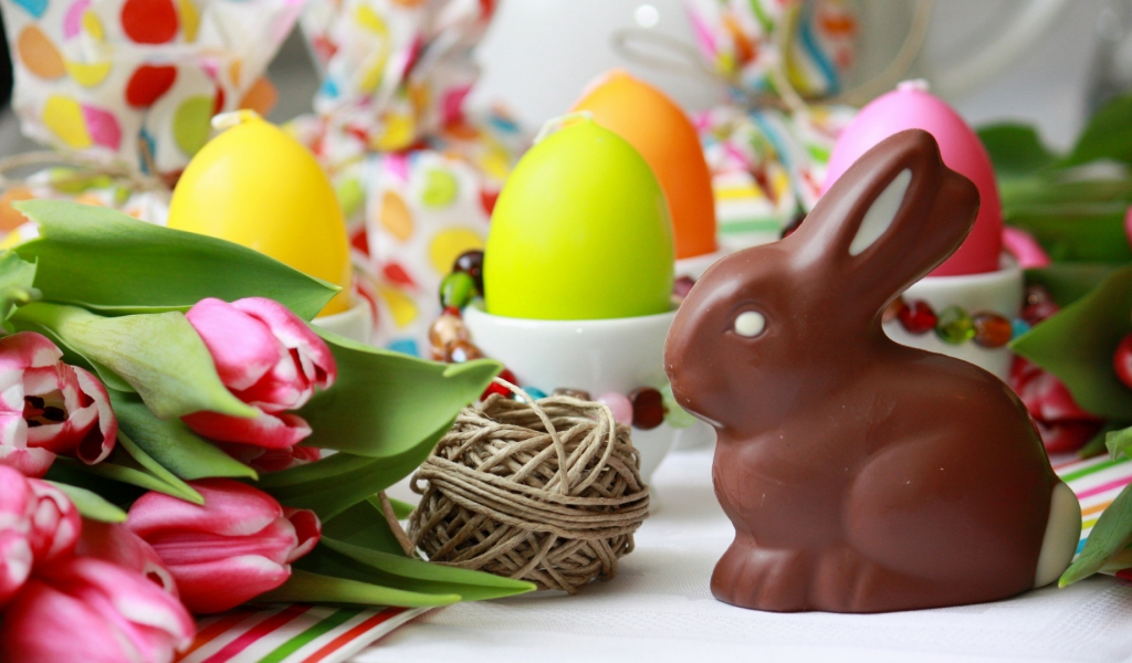 Пасха, шоколадный заяц, праздник, яйца